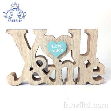 Bloc de lettres de mot de bureau décoratif en bois 3D personnalisé